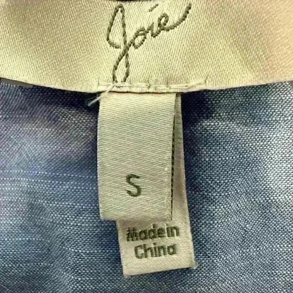 Joie Ecidra Cotton Chambray Tie Waist Tiered Pocket Pullover Mini Dress Blue S - Picture 3 of 7